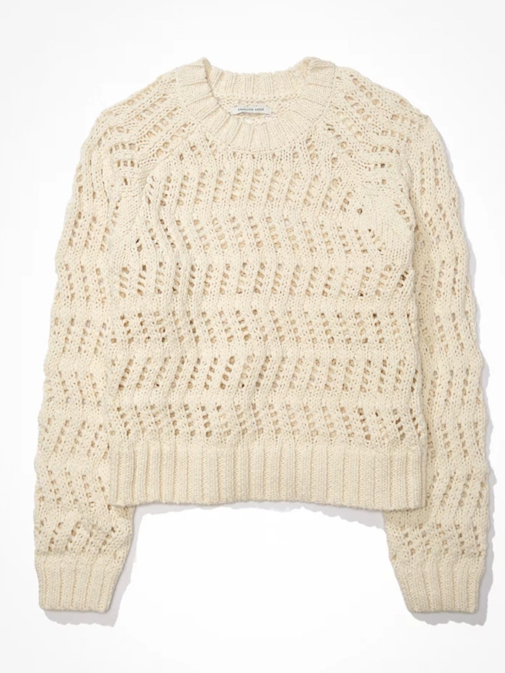AE Cream Open-Knit Crewneck Sweater NWOT SIZE L